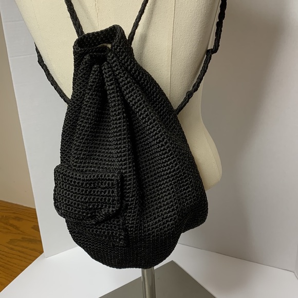 Chateau | Vintage Black Crochet 70’s Mini Backpack | Satchel | Unisex - Picture 11 of 12